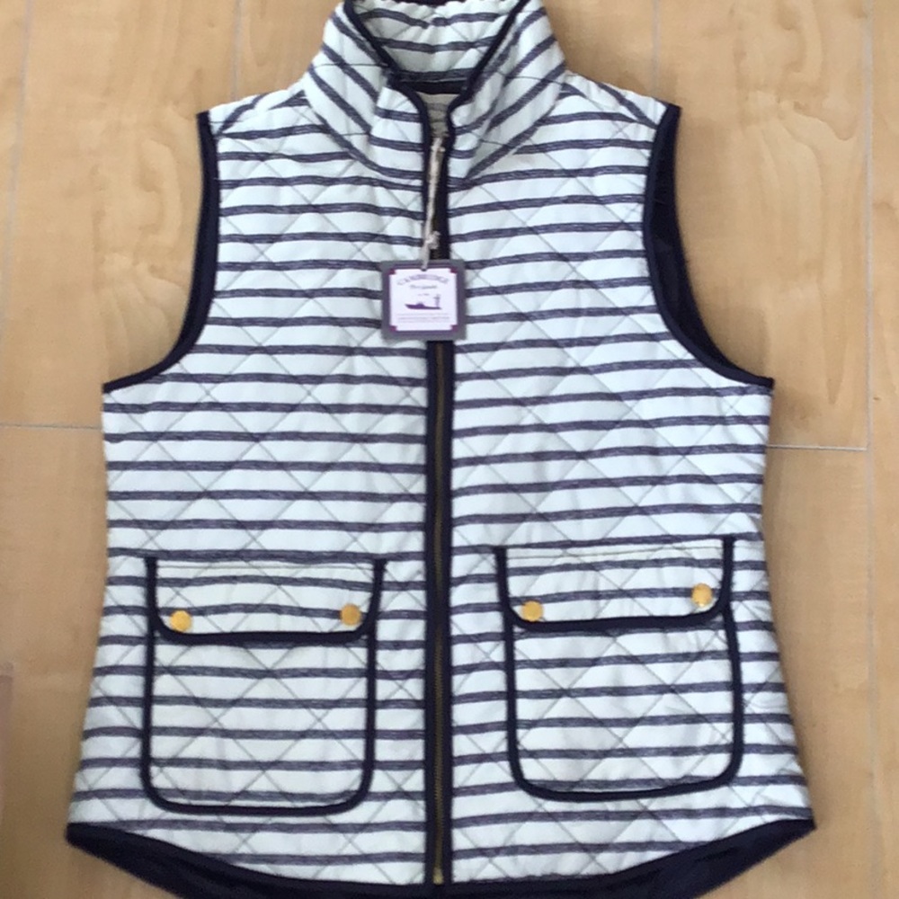 Blue and white striped vest